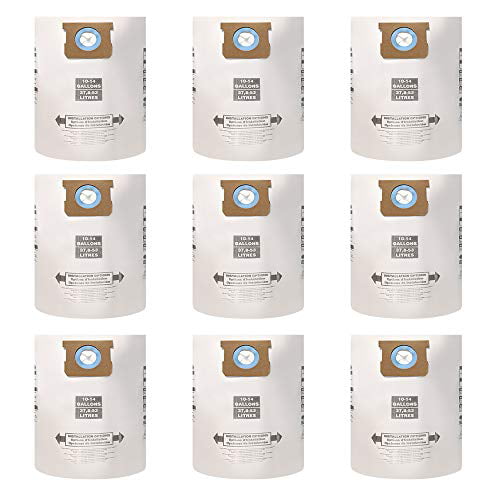 9 Pack Replacement Vacuum Filter Bags Compatible with Shop-Vac 10-14 Gallon Wet Dry Disposable Collection Filter Bag Replaces Part 90662 90672 9066200 906-62-00 